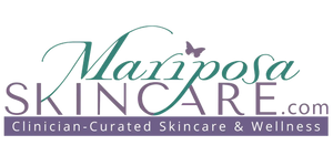 Mariposa Skincare logo with butterfly, clinician-curated skincare & wellness brand