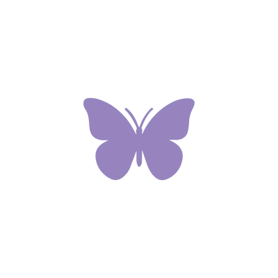 Purple butterfly icon on black background, wellness and skincare theme