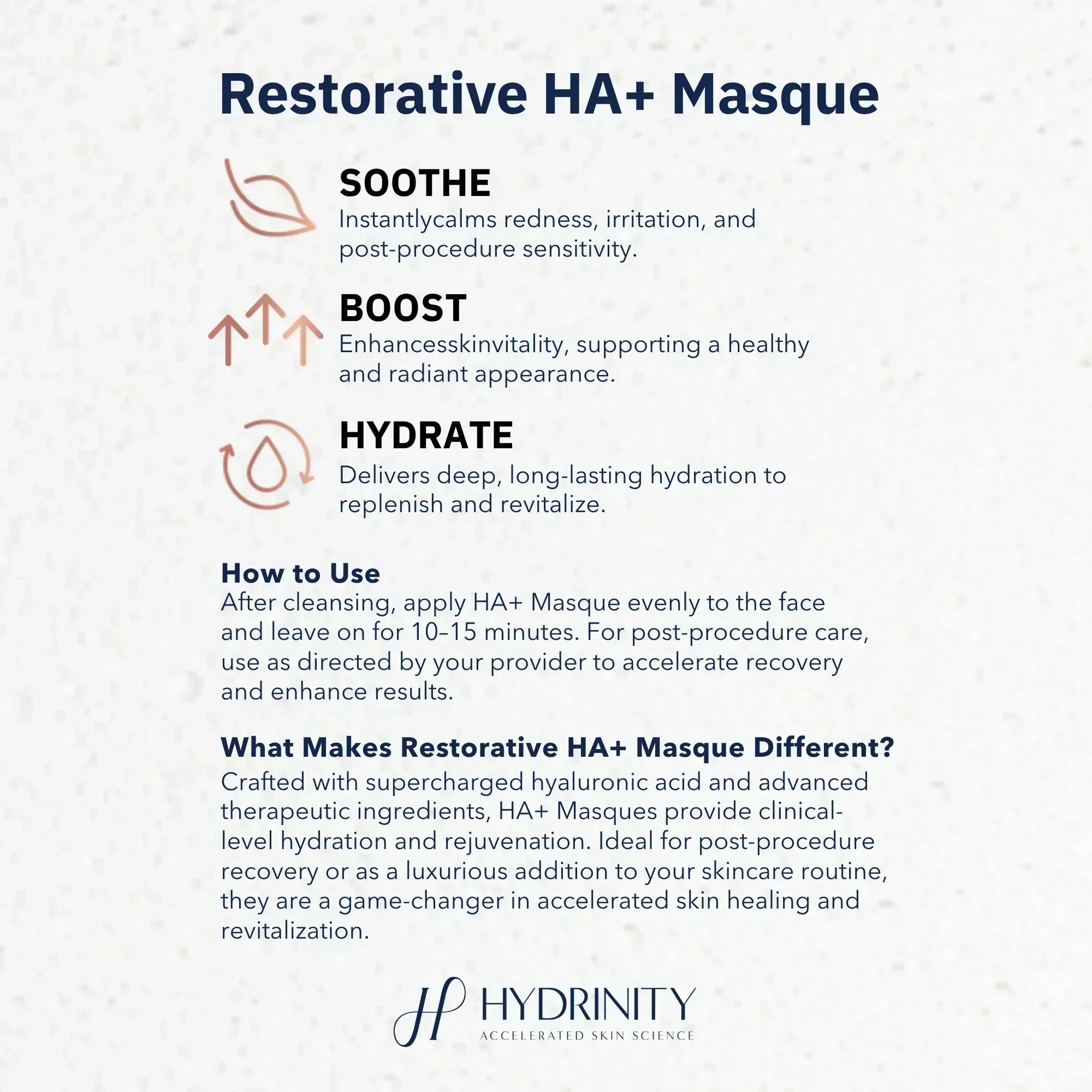 Hydrinity Restorative HA+ Masque - Hydrating Facial Sheet Mask