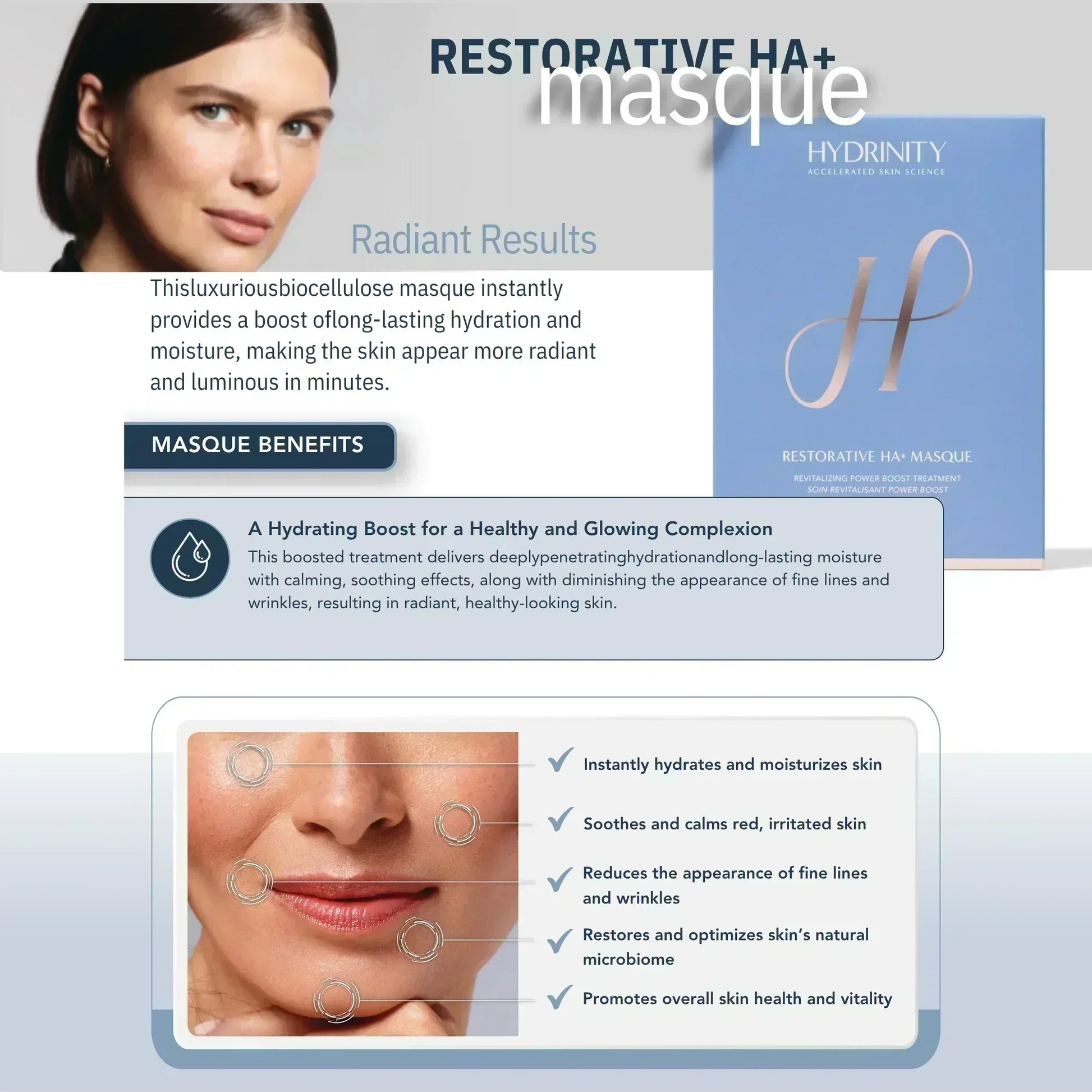 Hydrinity Restorative HA+ Masque - Hydrating Facial Sheet Mask