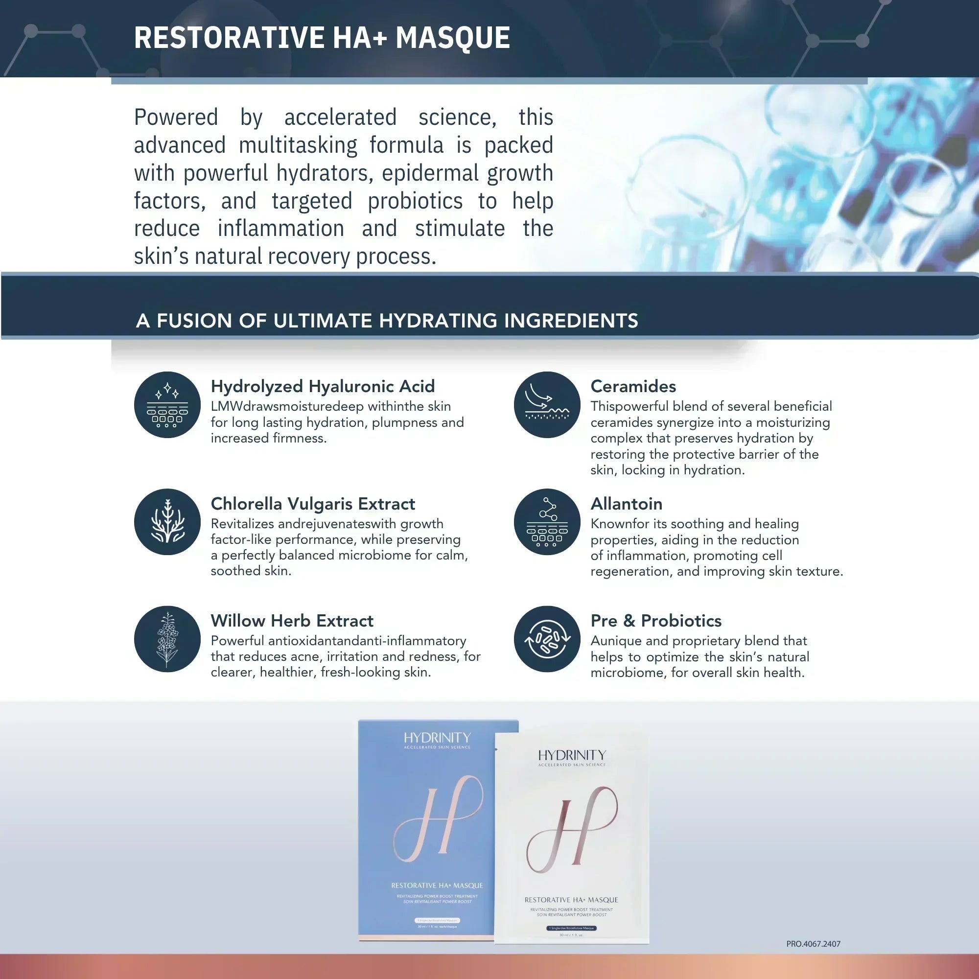 Hydrinity Restorative HA+ Masque - Hydrating Facial Sheet Mask