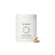 Nutrafol Stress Adaptogen supplement bottle with capsules for hair wellness support