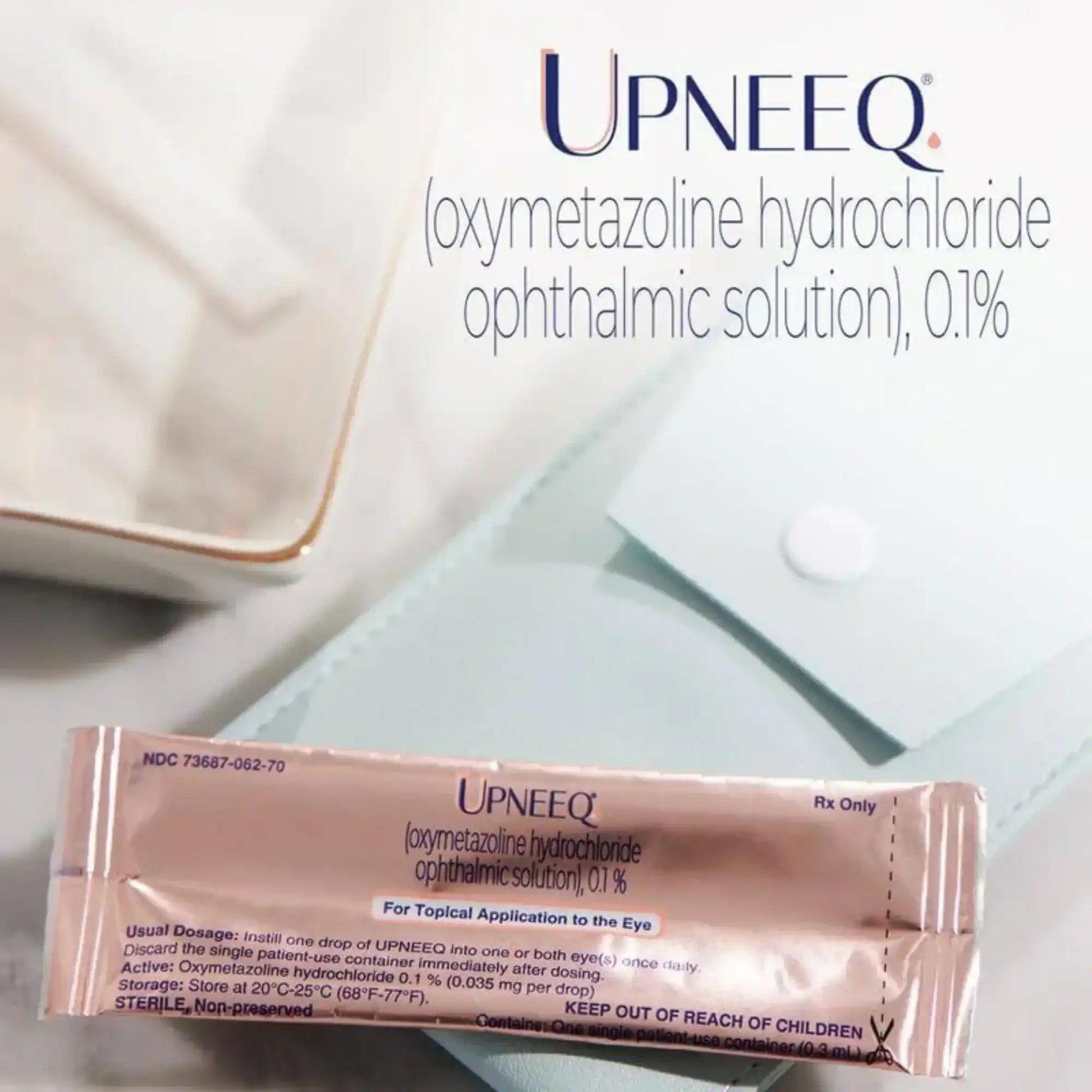 Upneeq oxymetazoline hydrochloride 0.1% ophthalmic solution single-use packet for eyes