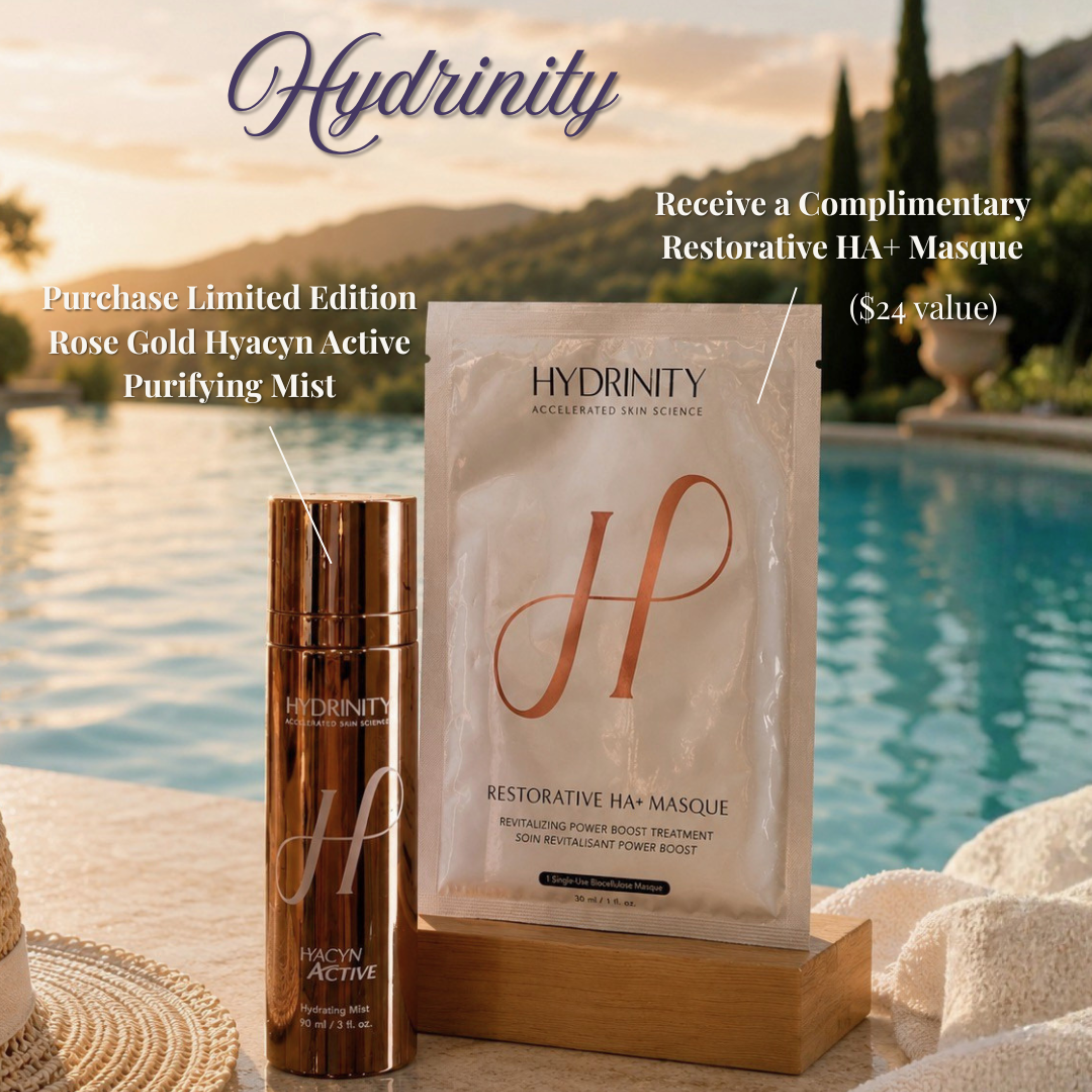 Hydrinity Limited Edition ROSE GOLD HYACYN ACTIVE Purifying Mist
