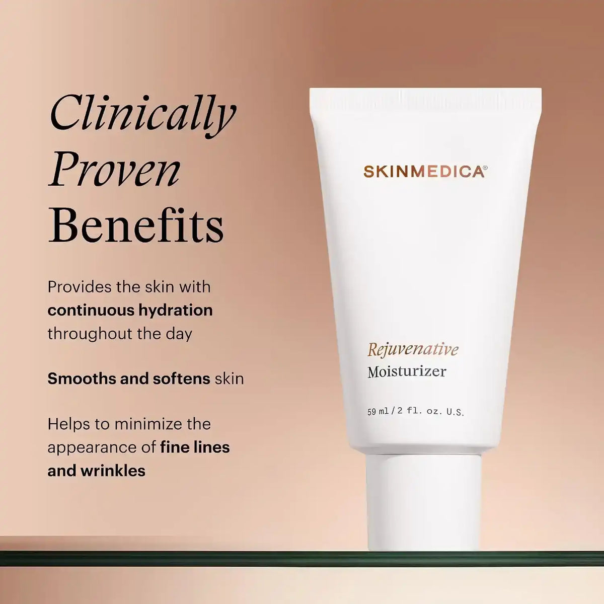 SkinMedica Rejuvenative Moisturizer tube highlighting hydration and anti-aging benefits.