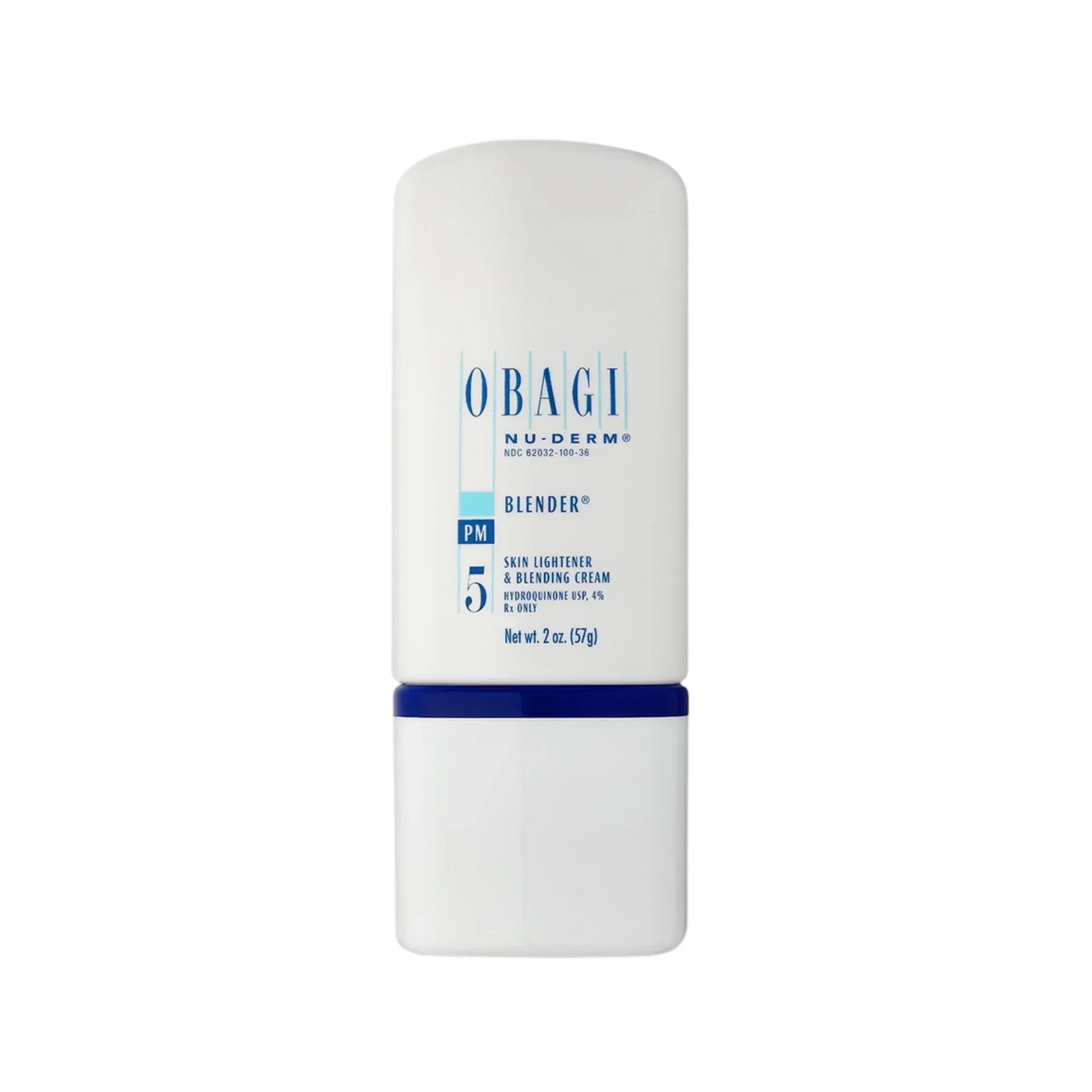 Obagi Nu-Derm Blender PM skin lightener and blending cream 2 oz bottle on white background