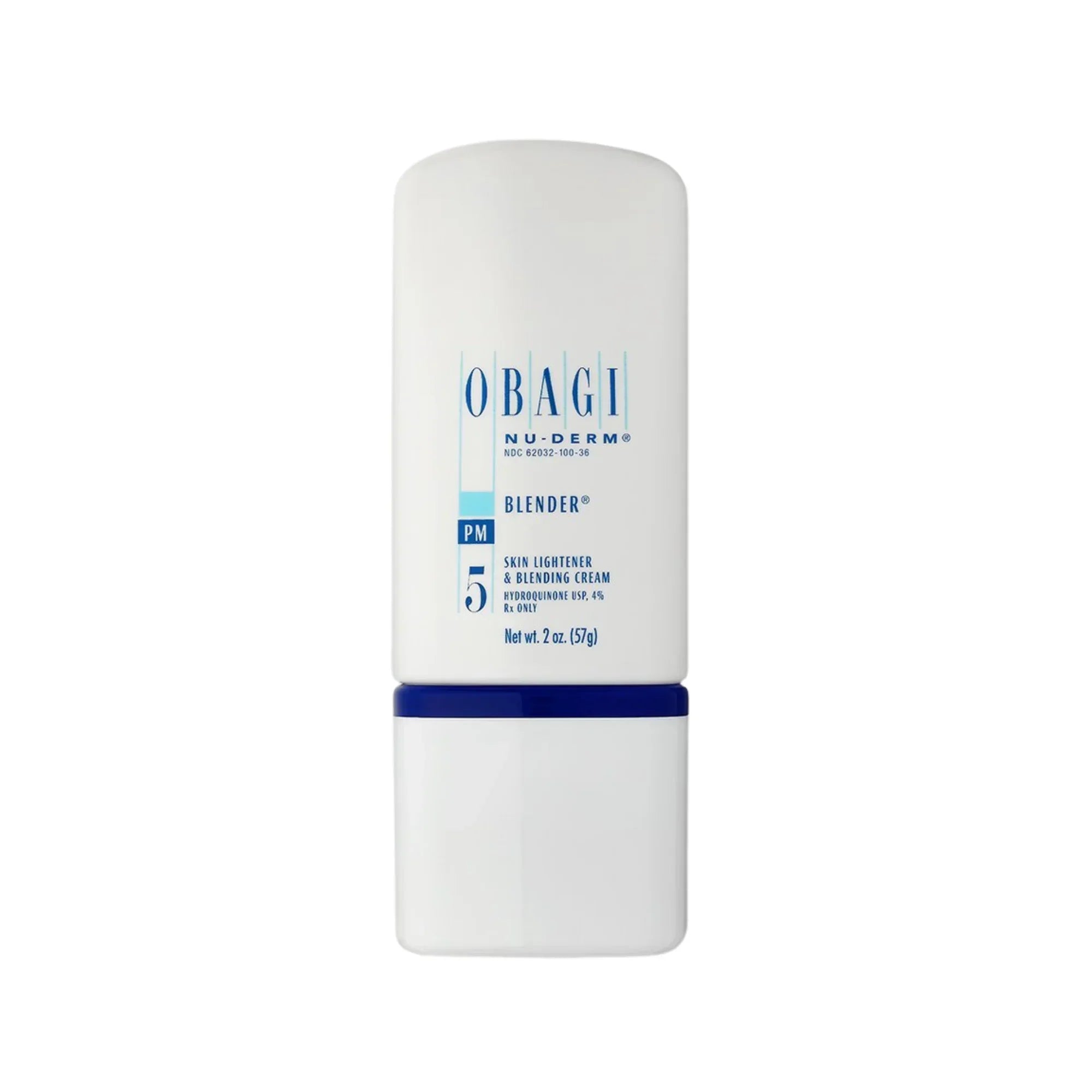 Obagi Nu-Derm Blender PM skin lightener and blending cream 2 oz bottle on white background