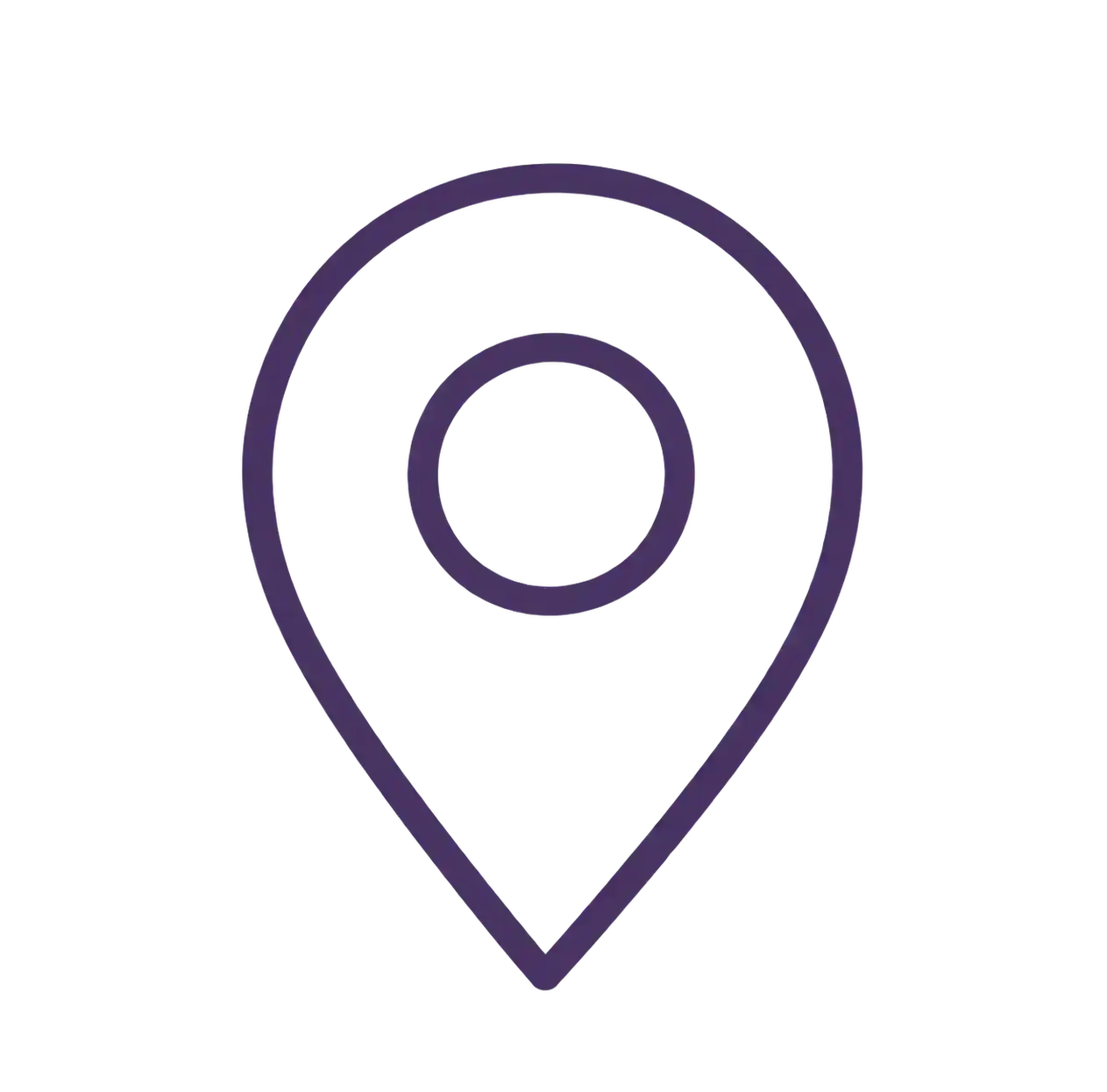 Purple location pin icon on a black background