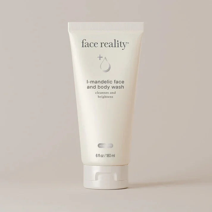 Face Reality l-mandelic face and body wash tube, gentle cleanser for brightening skin