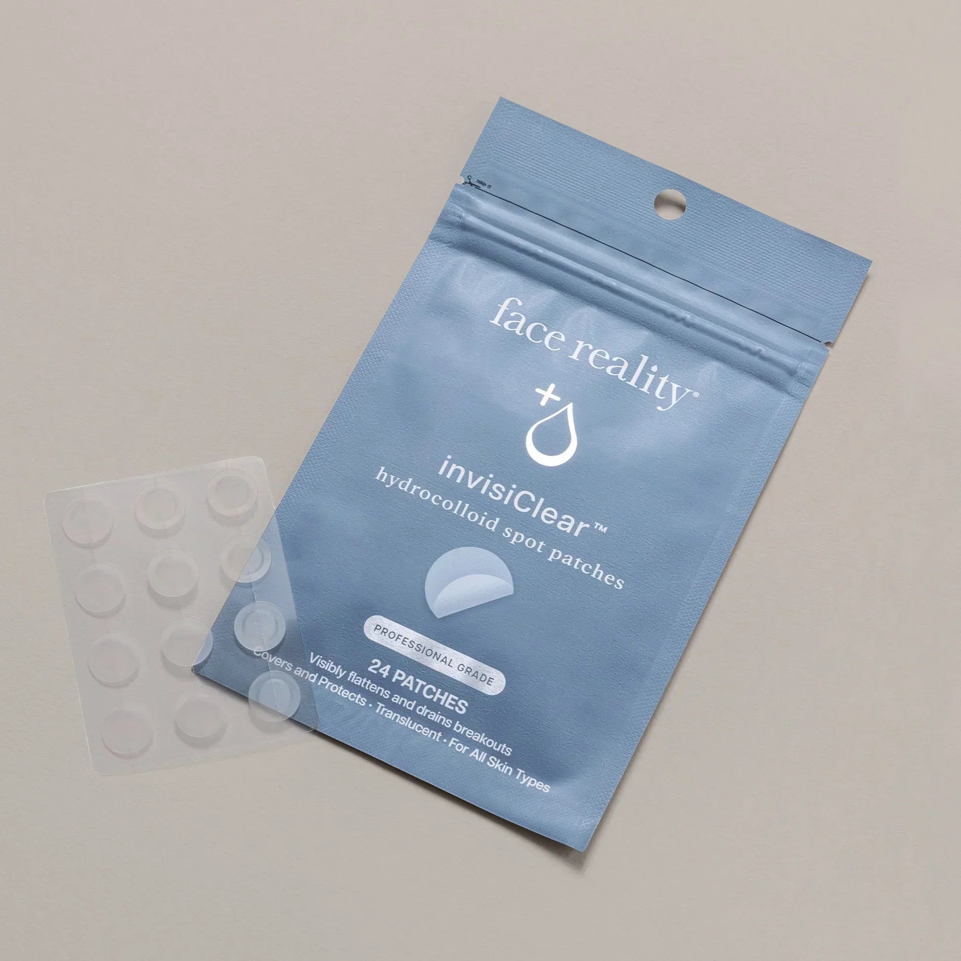 Face Reality invisiClear hydrocolloid spot patches pouch with clear acne patches