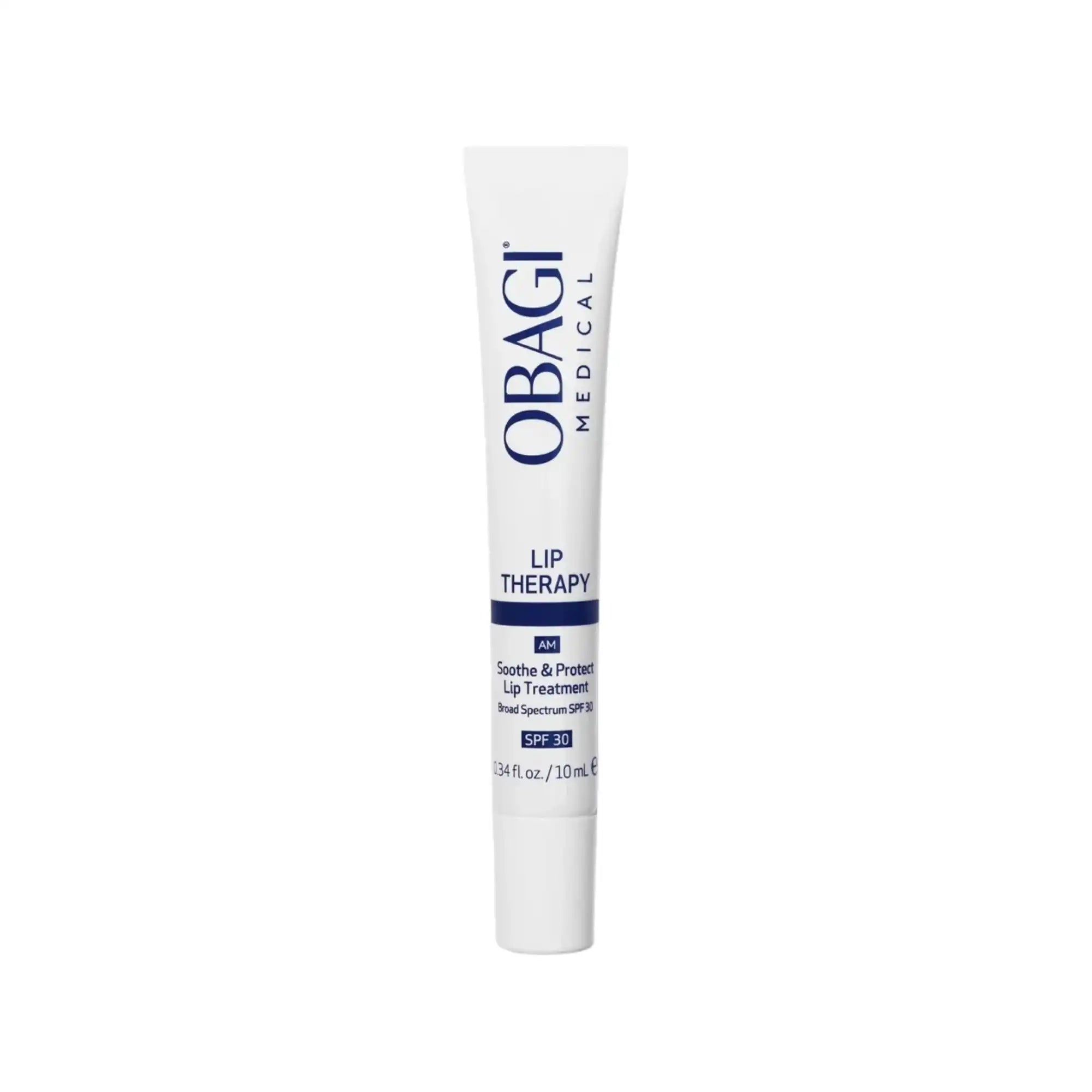 Tube of lip therapy treatment with SPF 30 for soothing and protecting lips