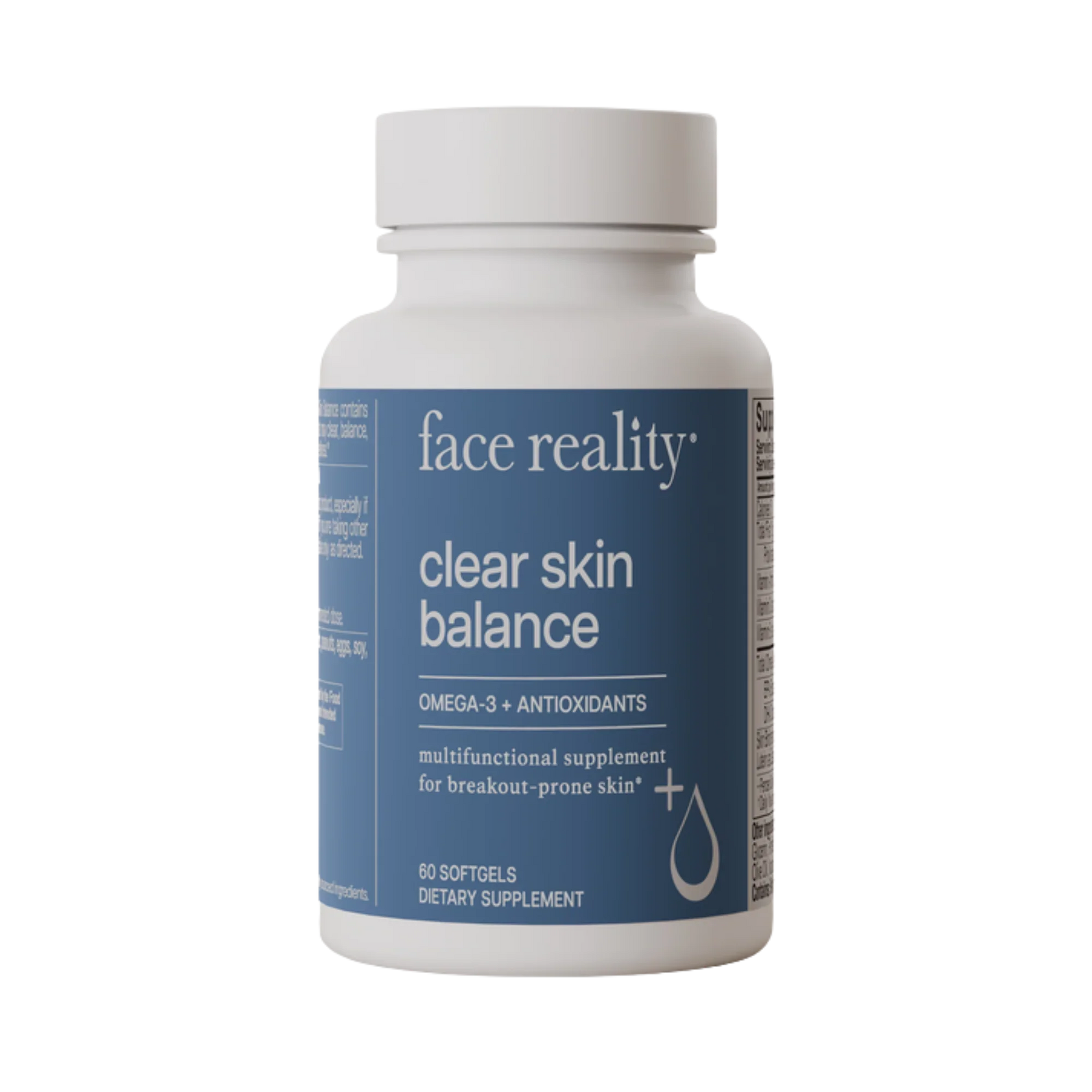 Face Reality Clear Skin Balance Multi-Functional Supplement 60 Softgels with Omega-3 & Antioxidants for Breakout-Prone Skin