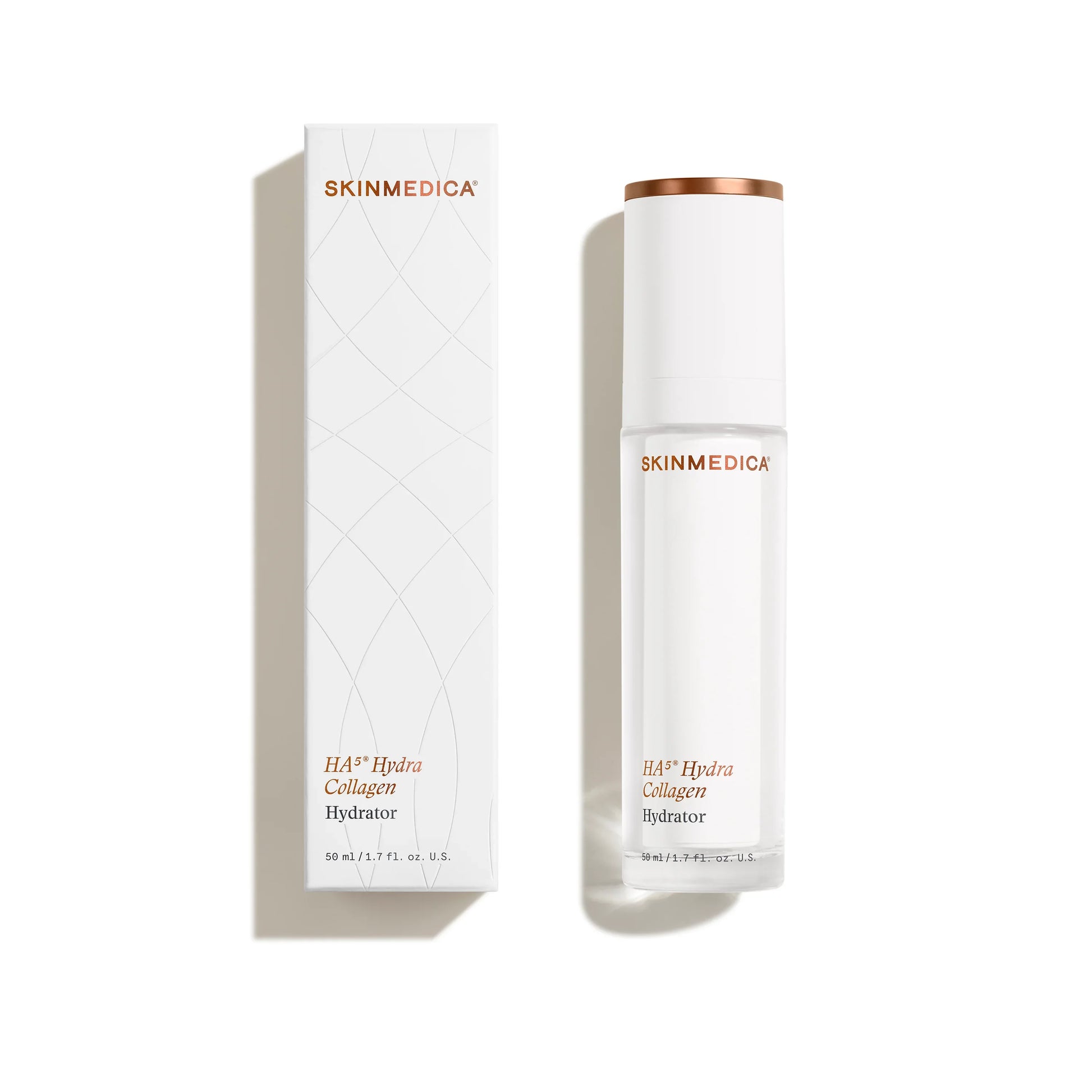 SkinMedica HA5 Hydra Collagen Hydrator bottle and box on white background, 50ml