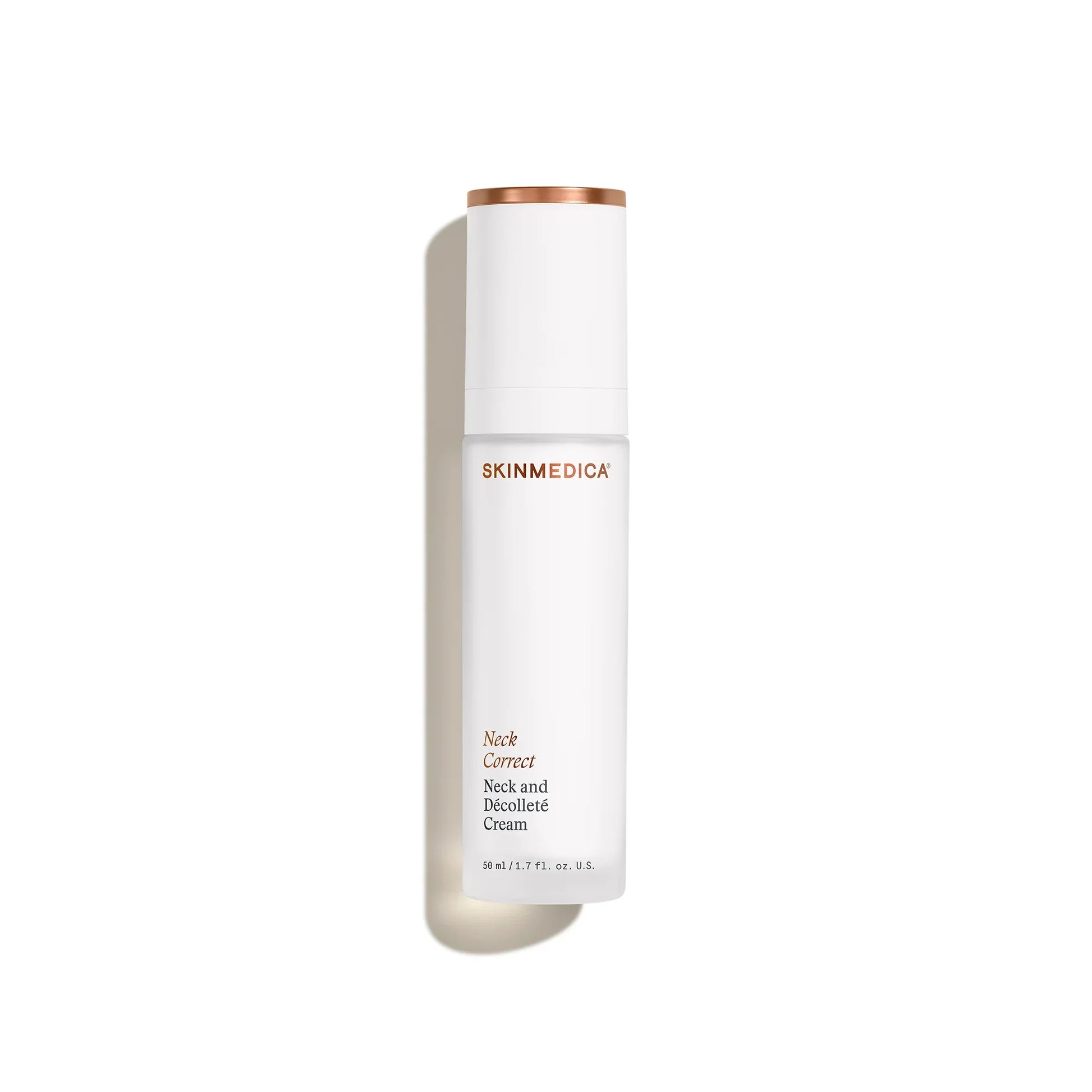 SkinMedica Neck Correct Cream white bottle with copper cap on white background