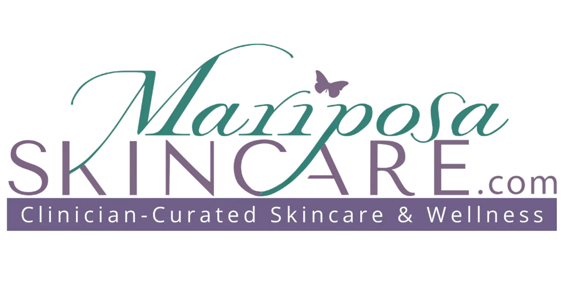 Mariposa Skincare logo with butterfly, clinician-curated skincare & wellness brand