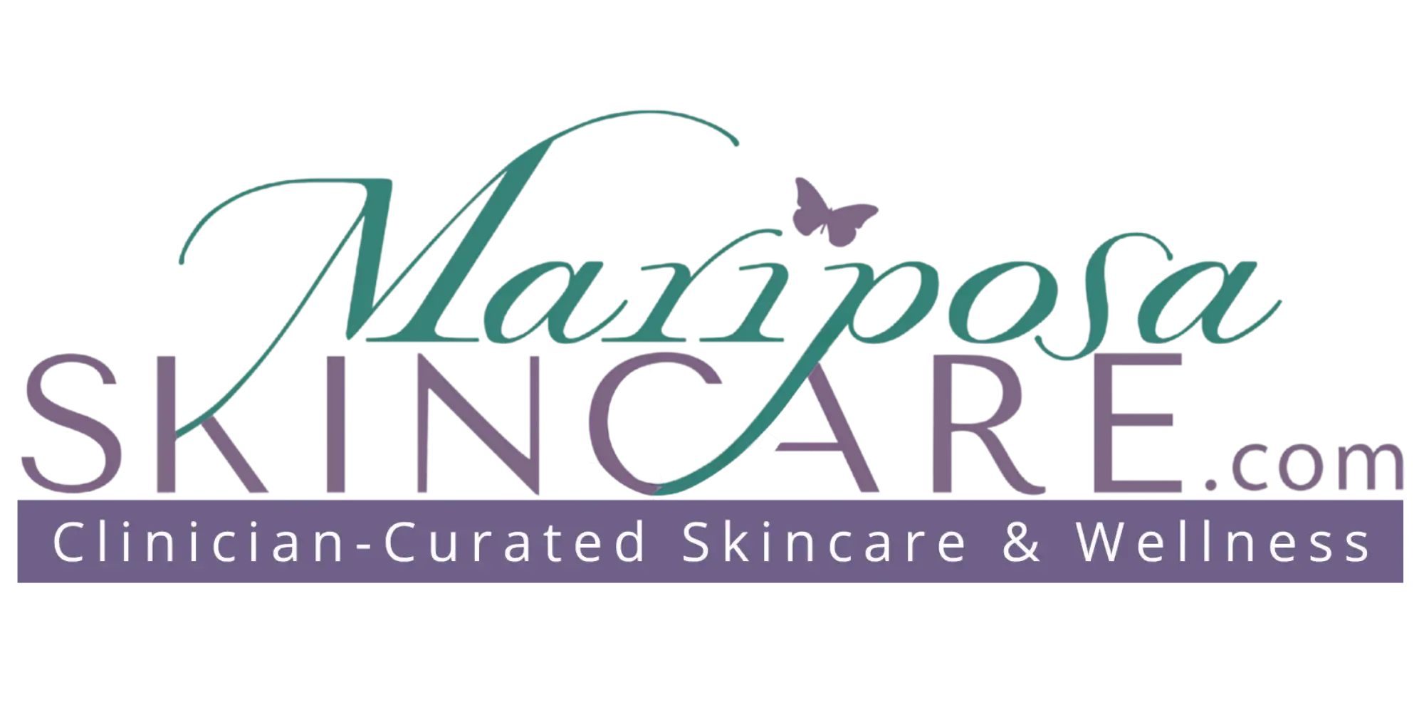 Mariposa Skincare logo with butterfly, clinician-curated skincare & wellness brand