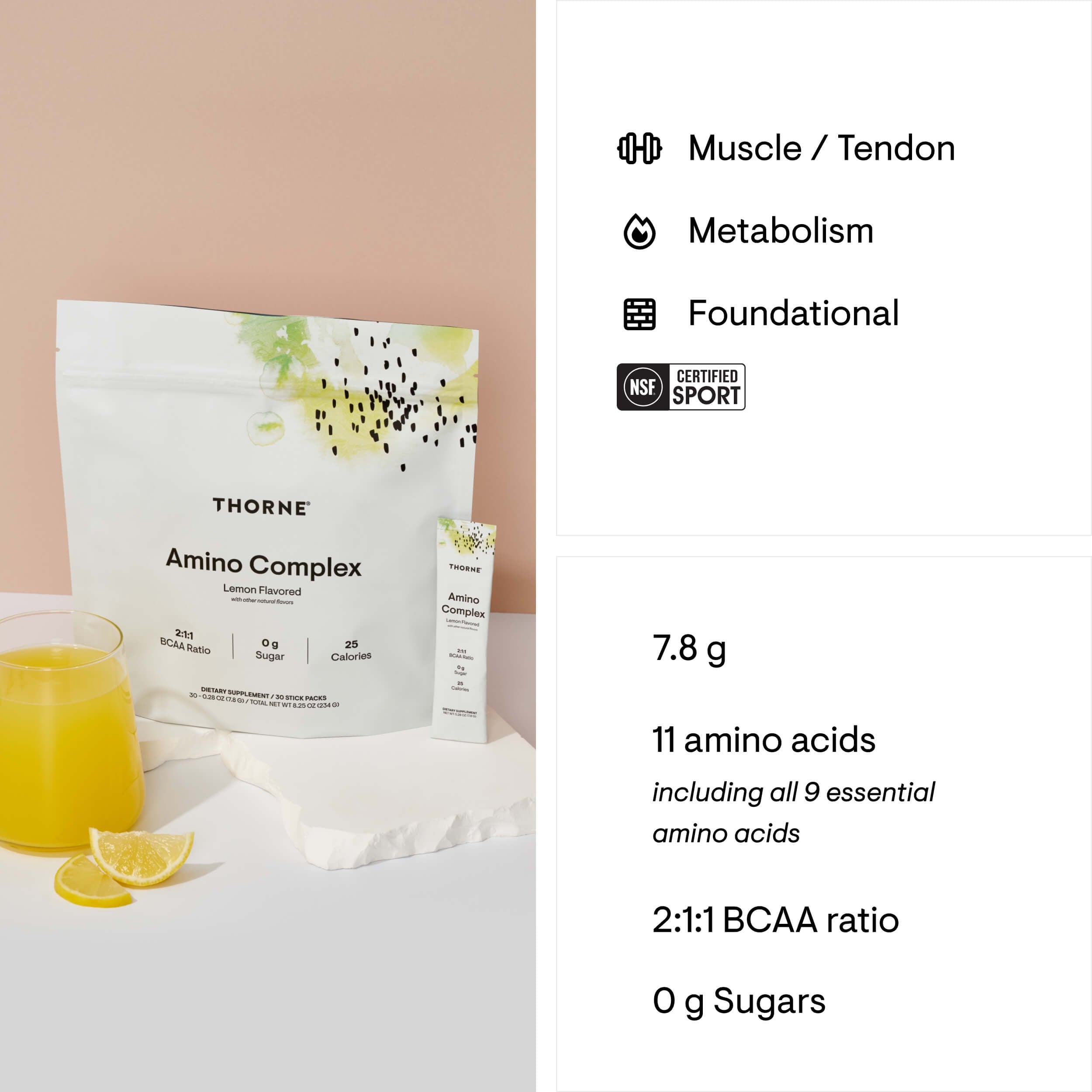 Thorne Amino Complex Travel Packs - Lemon