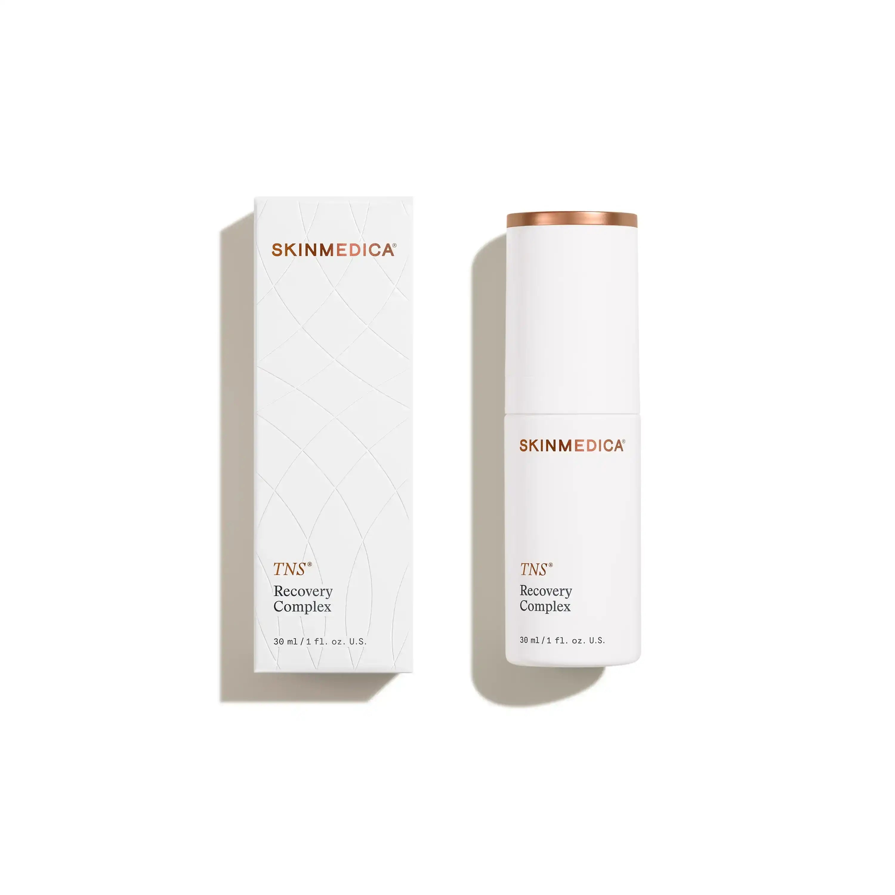 SkinMedica TNS Recovery Complex serum bottle and packaging on a white background.
