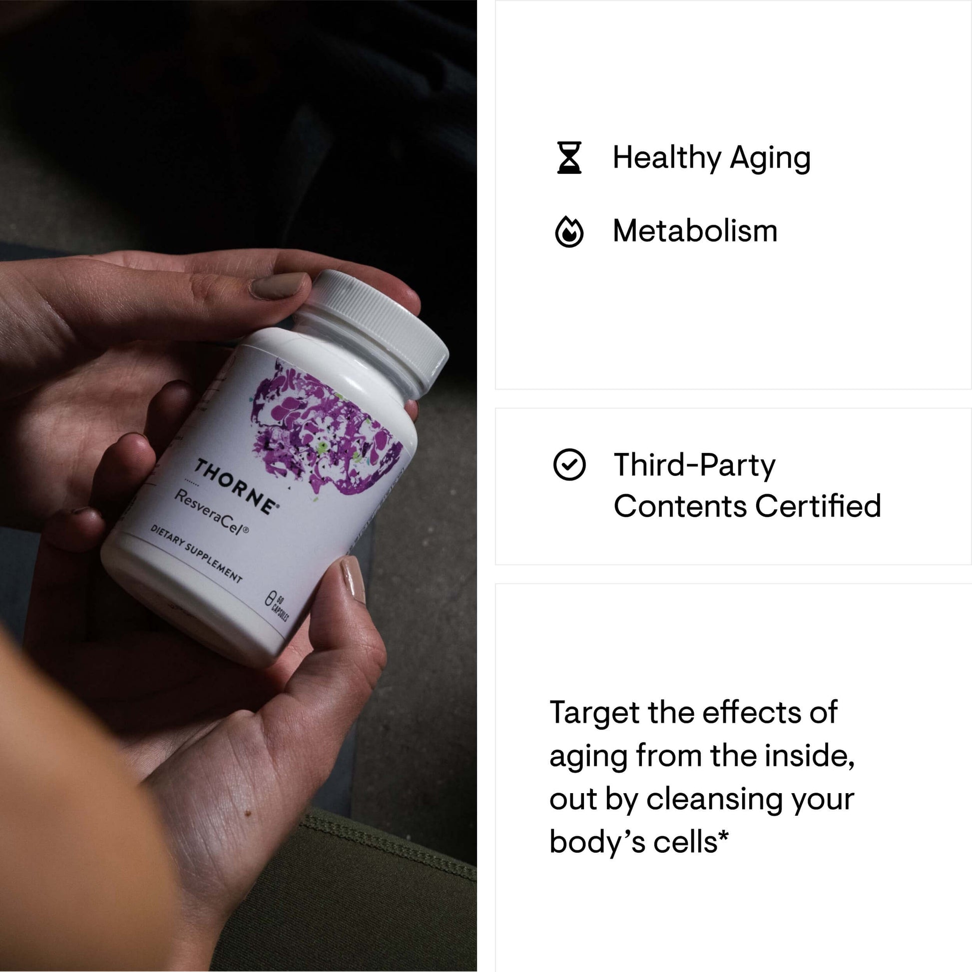 Thorne ResveraCel dietary supplement for healthy aging and metabolism support