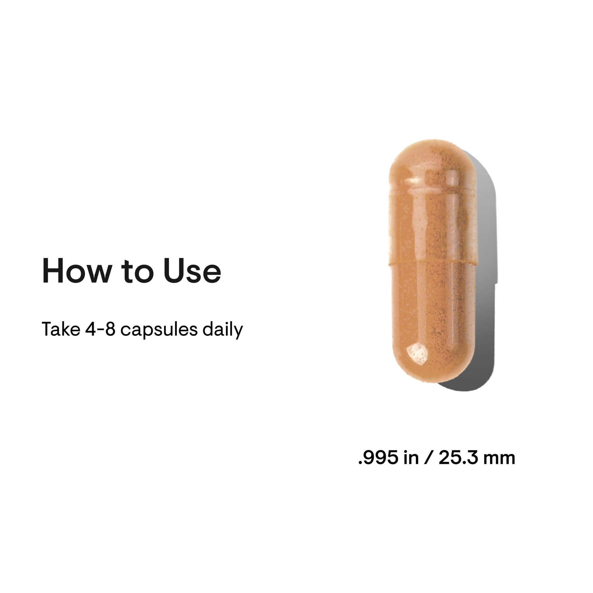 Daily wellness capsule, 25.3mm size, take 4-8 daily for skincare support