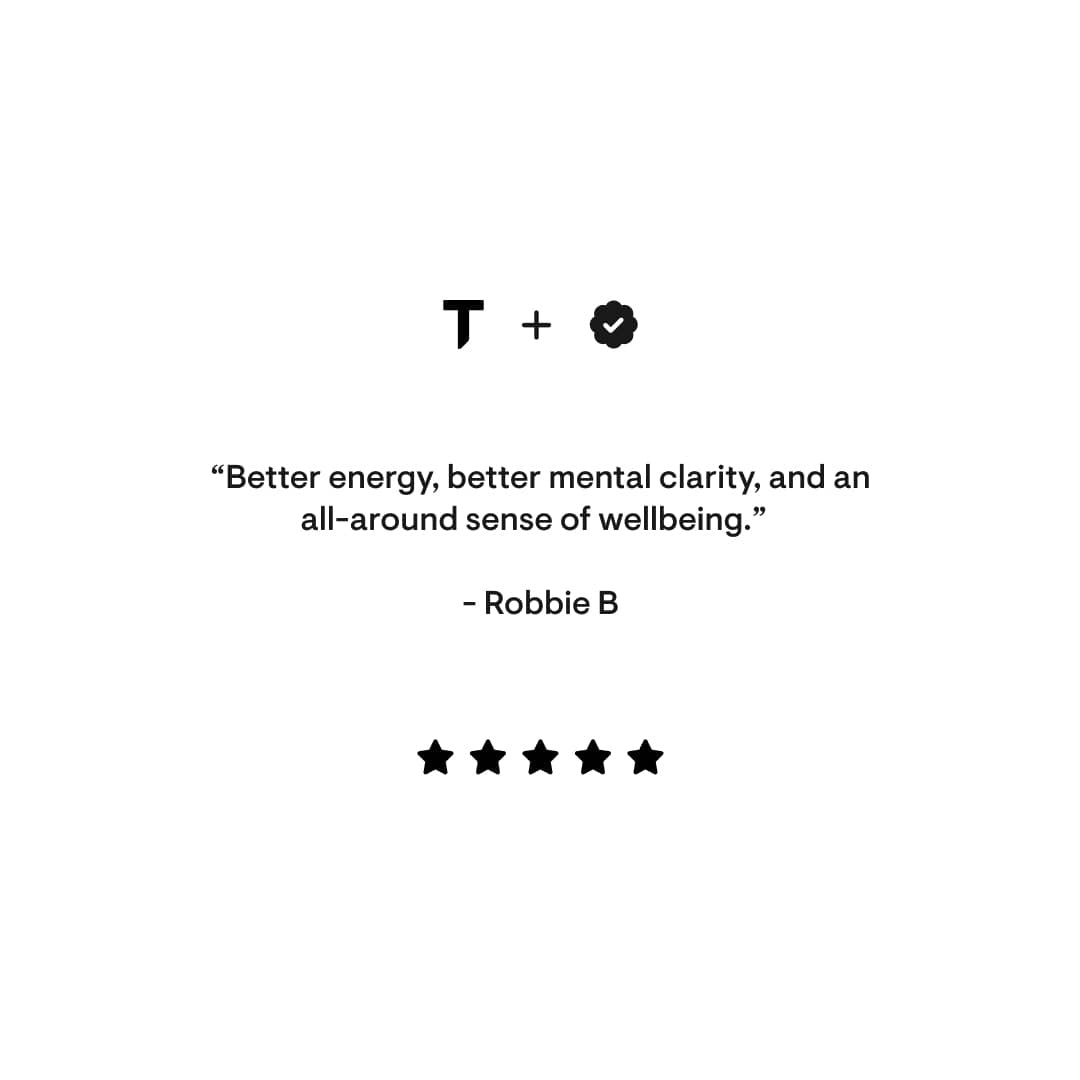 Customer testimonial: 'Better energy, mental clarity, wellbeing' — Robbie B, 5 stars