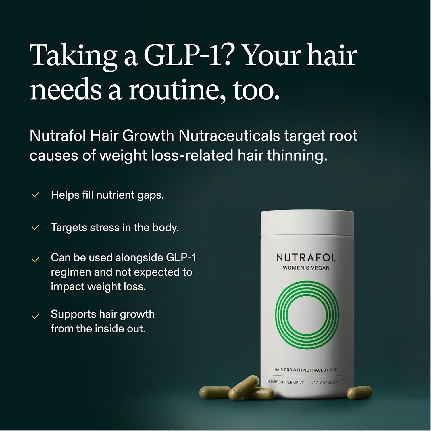 Nutrafol WOMEN'S VEGAN Hair Growth Supplements - 1 MONTH SUPPLY