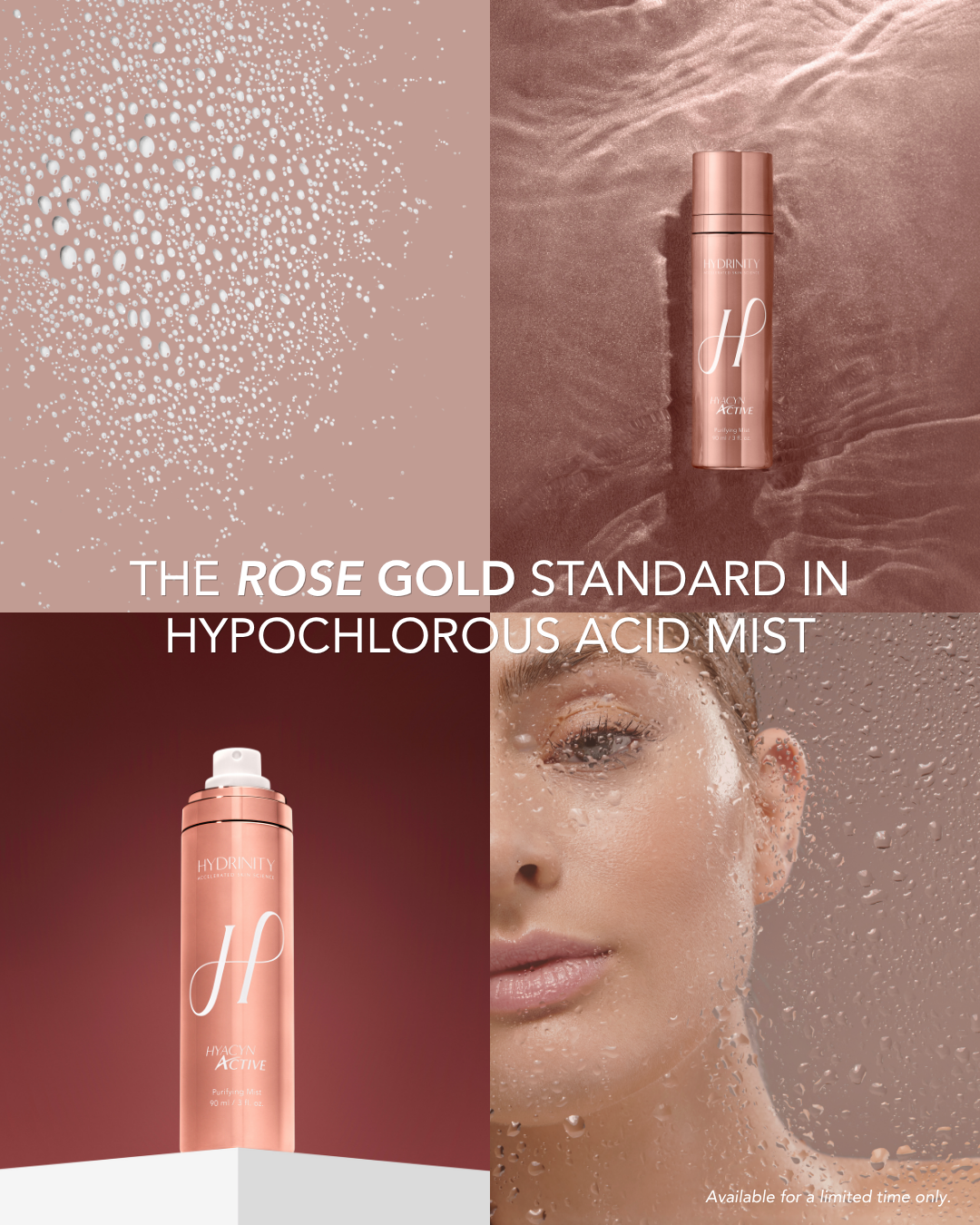 Limited Edition ROSE GOLD Hydrinity HYACYN ACTIVE Purifying Mist