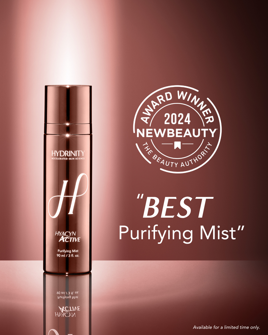 Limited Edition ROSE GOLD Hydrinity HYACYN ACTIVE Purifying Mist