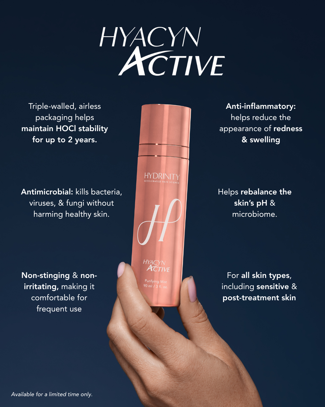 Limited Edition ROSE GOLD Hydrinity HYACYN ACTIVE Purifying Mist