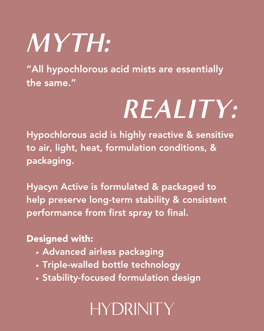 Limited Edition ROSE GOLD Hydrinity HYACYN ACTIVE Purifying Mist